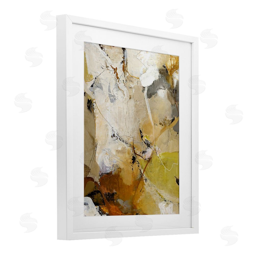 Design Fabrikken Warm Earth Tones In Motion White Framed Print Under Glass Wall Art