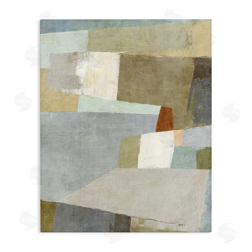 Suzanne Nicoll Causeway Neutral Geometrics Stretched Canvas Wall Art Print