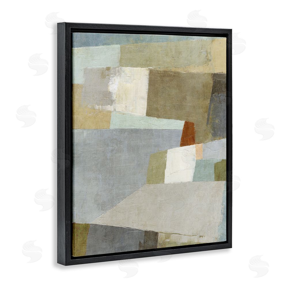 Suzanne Nicoll Causeway Neutral Geometrics Black Floating Frame Canvas Wall Art Print