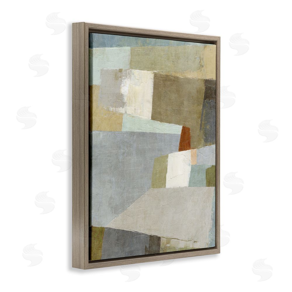 Suzanne Nicoll Causeway Neutral Geometrics Brown Floating Frame Canvas Wall Art Print