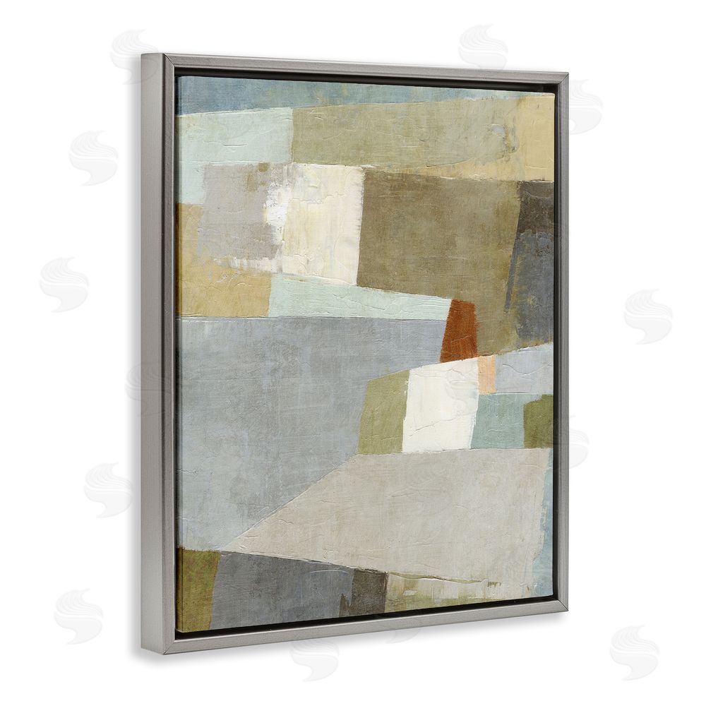 Suzanne Nicoll Causeway Neutral Geometrics Gray Floating Frame Canvas Wall Art Print