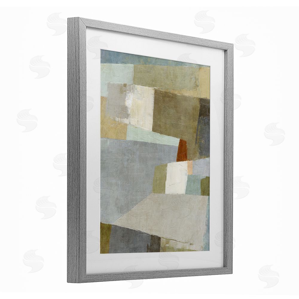 Suzanne Nicoll Causeway Neutral Geometrics Gray Framed Print Under Glass Wall Art