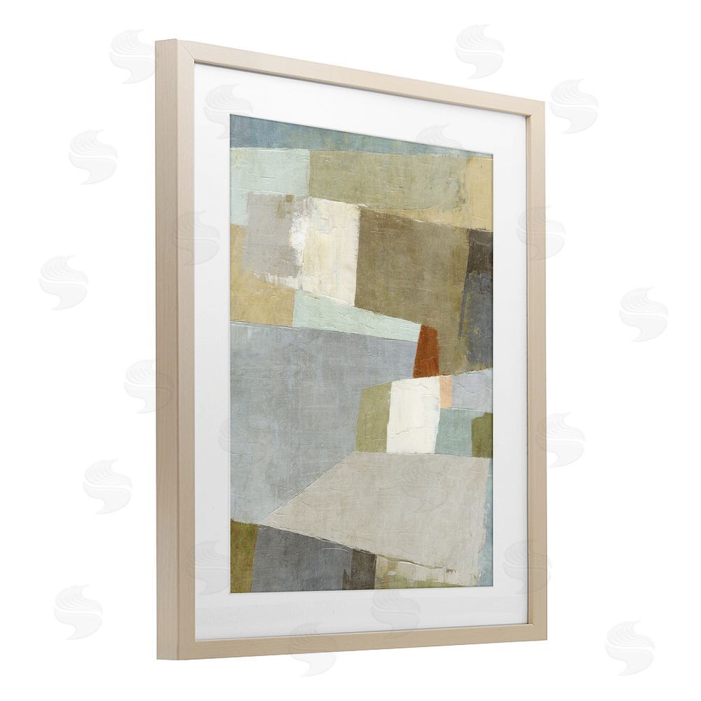 Suzanne Nicoll Causeway Neutral Geometrics Brown Framed Print Under Glass Wall Art