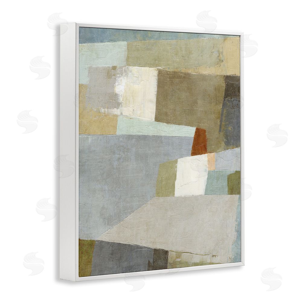 Suzanne Nicoll Causeway Neutral Geometrics White Framed Giclee Wall Art Print
