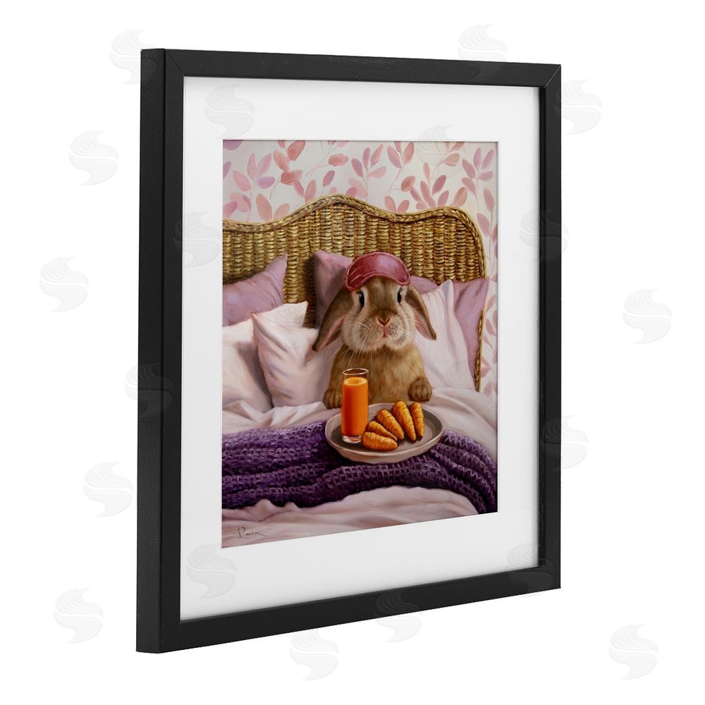 Lucia Heffernan Hoppy Meal Bunny in Bed Black Framed Print Under Glass with Mat Wall Art