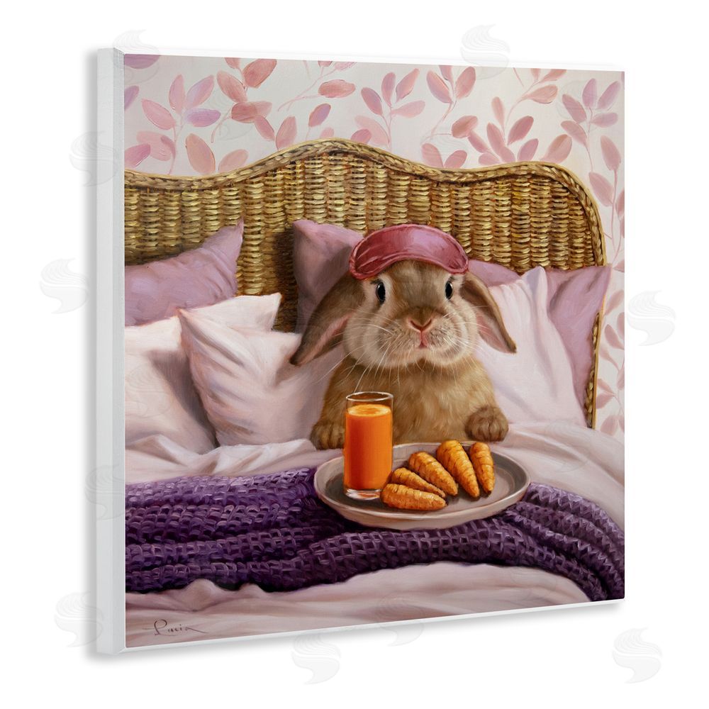 Lucia Heffernan Hoppy Meal Bunny in Bed Wooden Wall Plaque Art Print