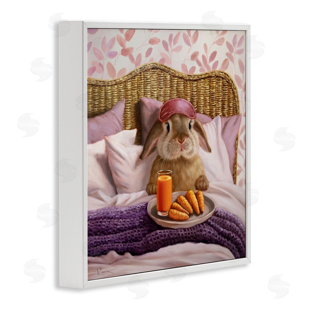 Lucia Heffernan Hoppy Meal Bunny in Bed White Framed Giclee Wall Art Print