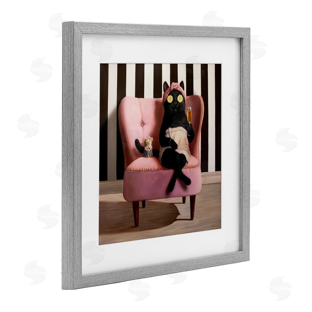 Lucia Heffernan Pamper Party Cat Gray Framed Print Under Glass Wall Art