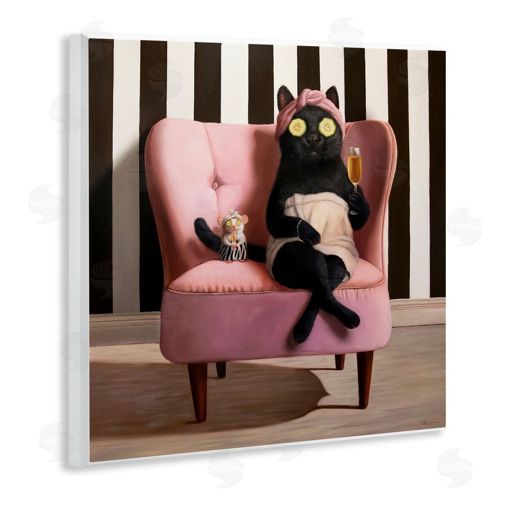 Lucia Heffernan Pamper Party Cat Wooden Wall Plaque Art Print