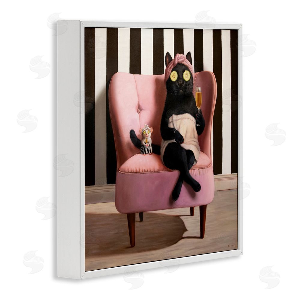 Lucia Heffernan Pamper Party Cat White Framed Giclee Wall Art Print
