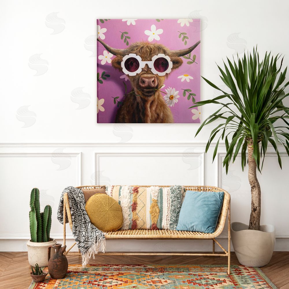 Lucia Heffernan Fresh As A Daisy Cattle Stretched Canvas Wall Art in Room
