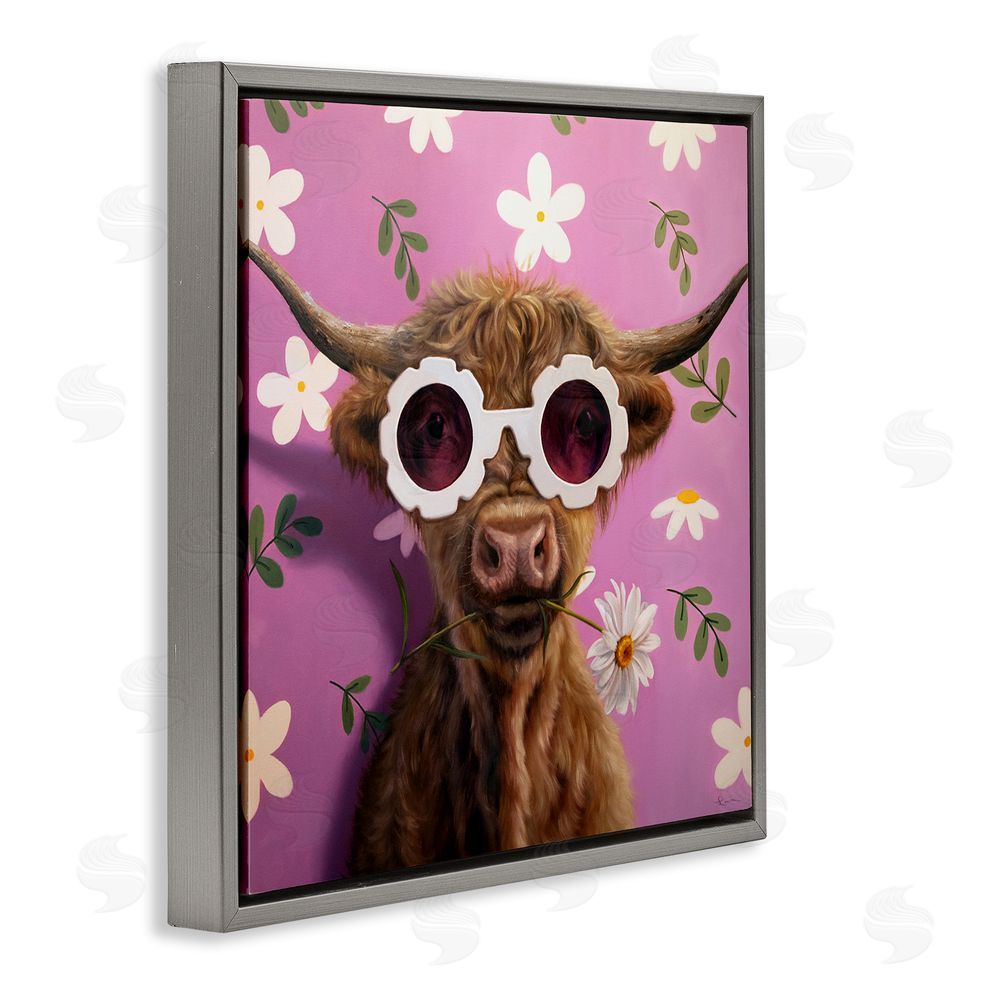Lucia Heffernan Fresh As A Daisy Cattle Gray Floating Frame Canvas Wall Art Print