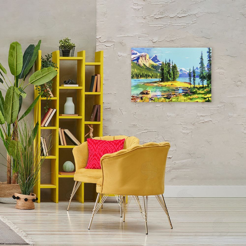 John Jaster Alpine Mountain Solitude Stretched Canvas Wall Art in Room