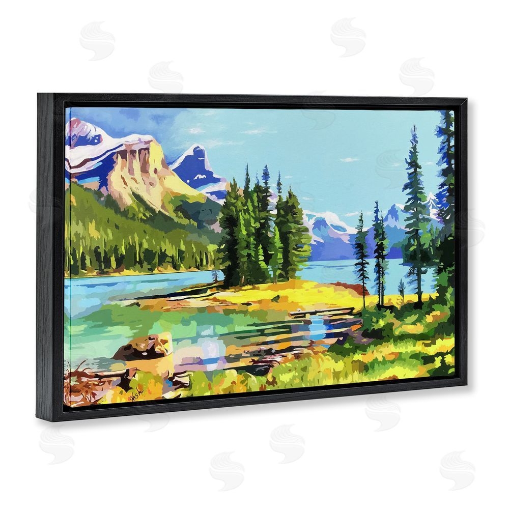 John Jaster Alpine Mountain Solitude Black Floating Frame Canvas Wall Art Print