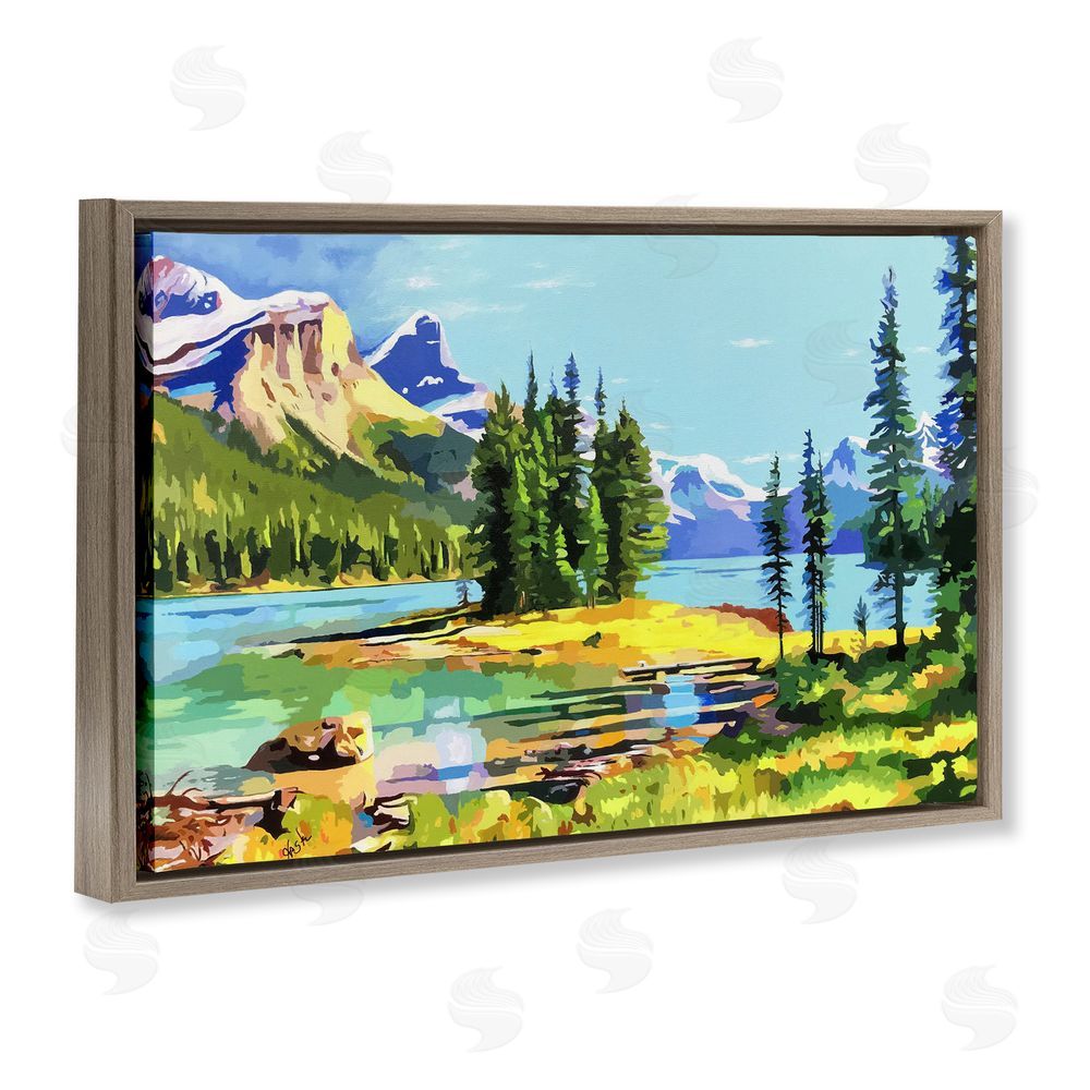 John Jaster Alpine Mountain Solitude Brown Floating Frame Canvas Wall Art Print