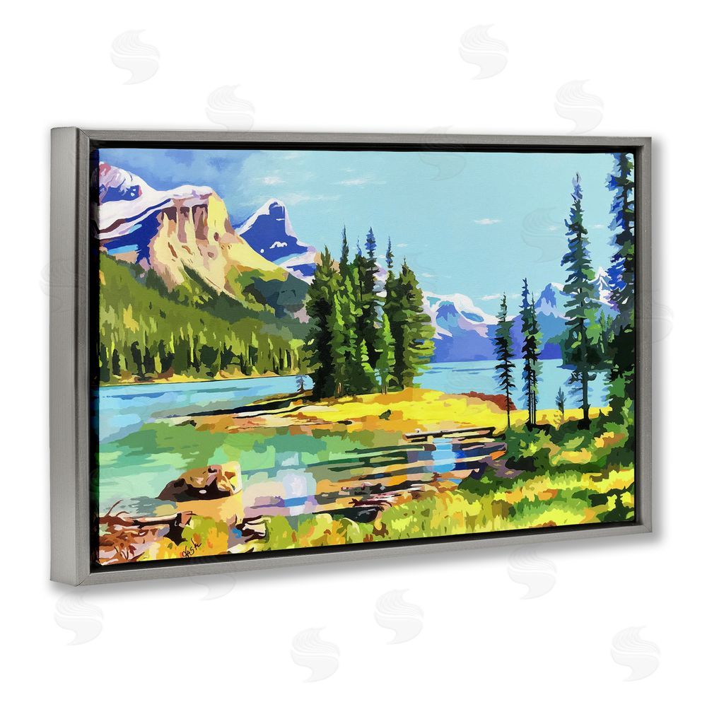 John Jaster Alpine Mountain Solitude Gray Floating Frame Canvas Wall Art Print