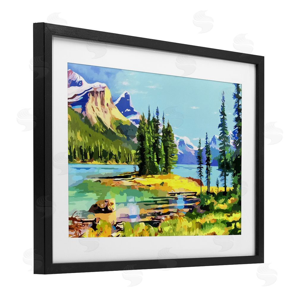 John Jaster Alpine Mountain Solitude Black Framed Print Under Glass Wall Art