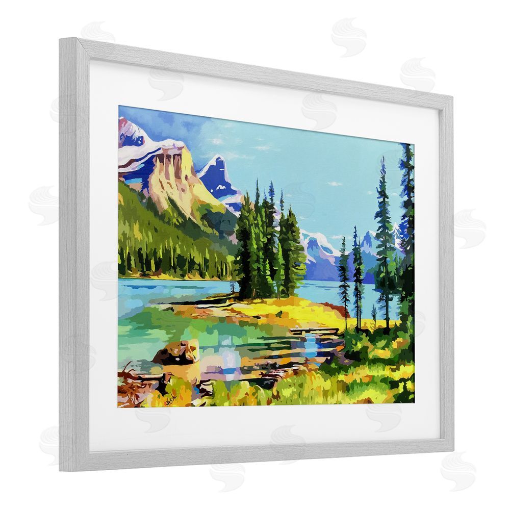 John Jaster Alpine Mountain Solitude Gray Framed Print Under Glass Wall Art