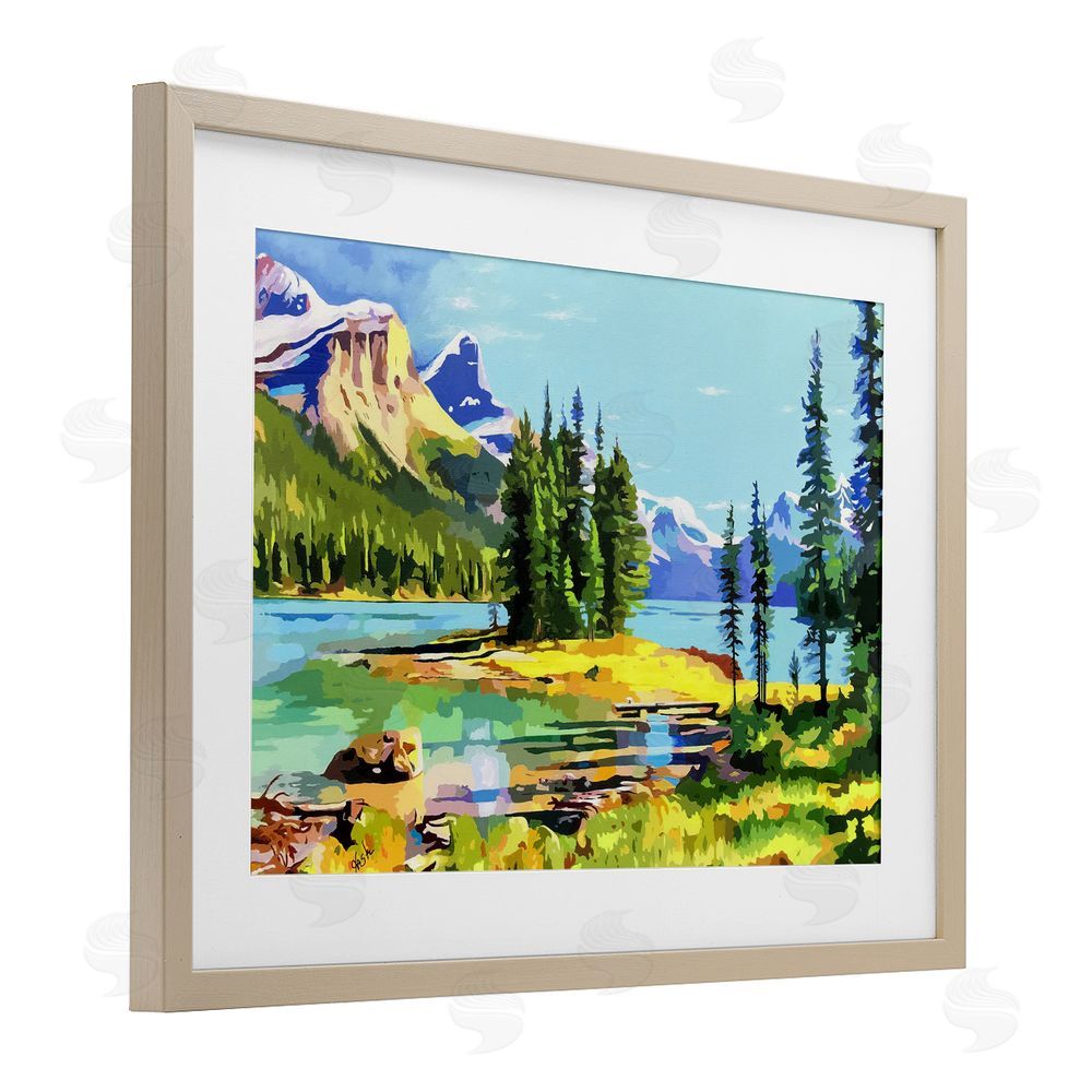 John Jaster Alpine Mountain Solitude Brown Framed Print Under Glass Wall Art