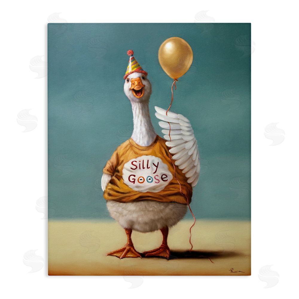 Lucia Heffernan Silly Goose with Balloon Stretched Canvas Wall Art Print