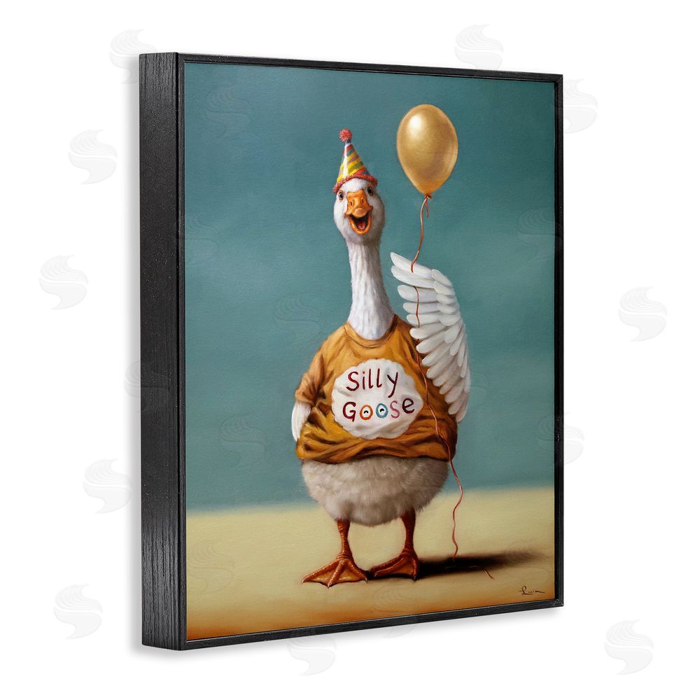 Lucia Heffernan Silly Goose with Balloon Black Framed Giclee Wall Art Print