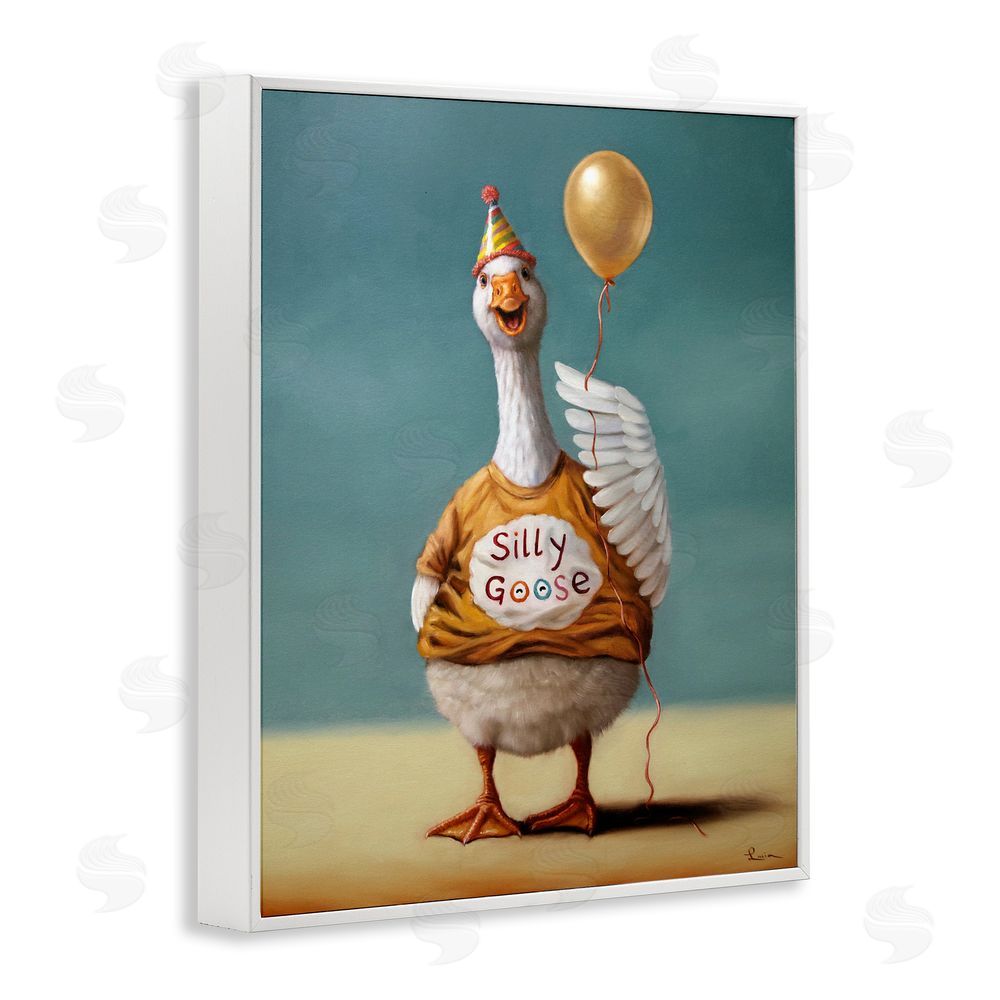 Lucia Heffernan Silly Goose with Balloon White Framed Giclee Wall Art Print