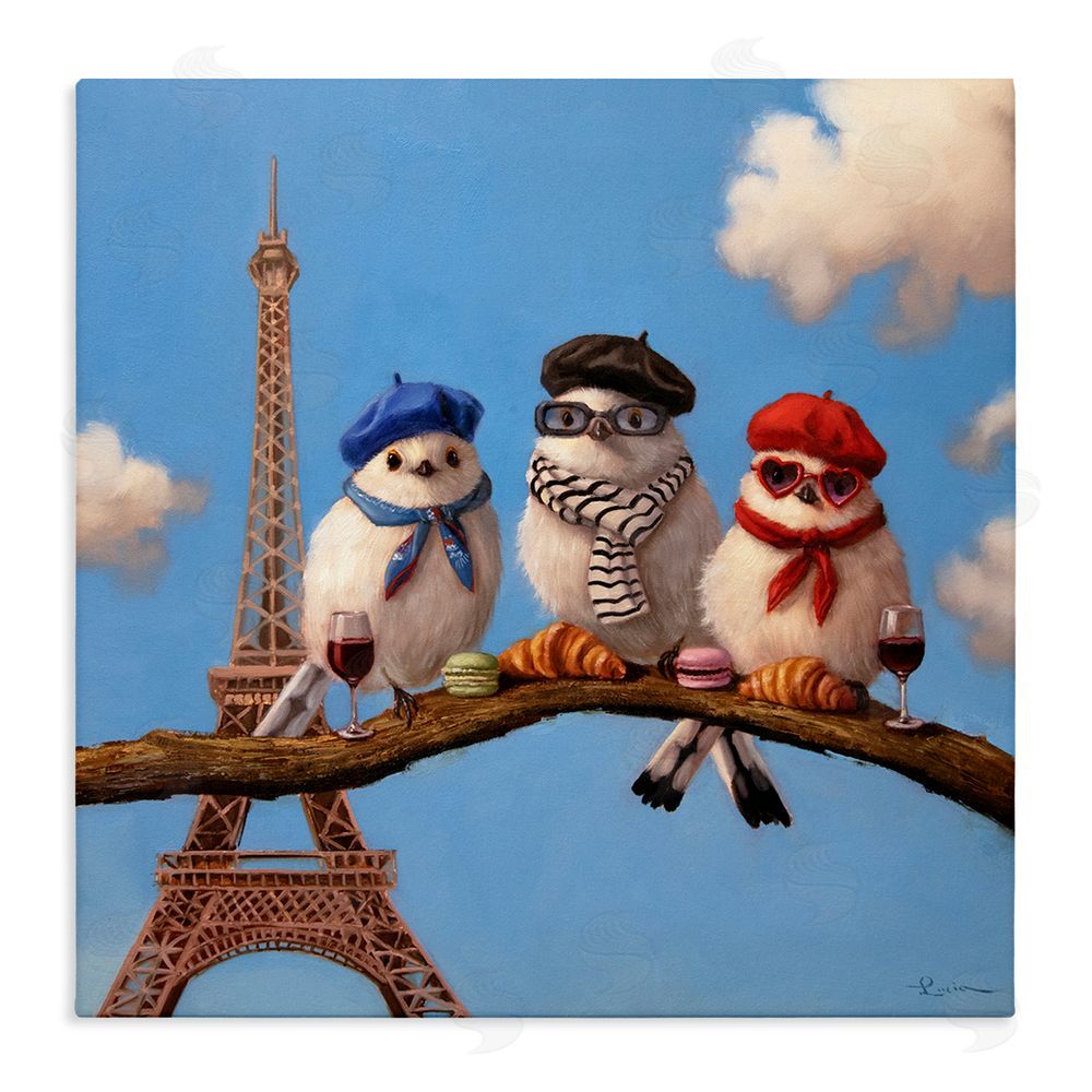 Lucia Heffernan Parisian Chic Birds in Paris Stretched Canvas Wall Art Print