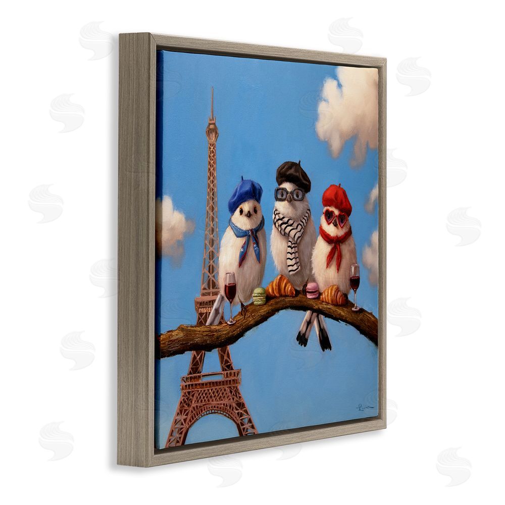 Lucia Heffernan Parisian Chic Birds in Paris Brown Floating Frame Canvas Wall Art Print