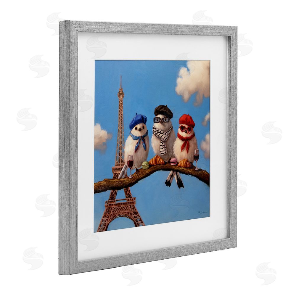 Lucia Heffernan Parisian Chic Birds in Paris Gray Framed Print Under Glass Wall Art