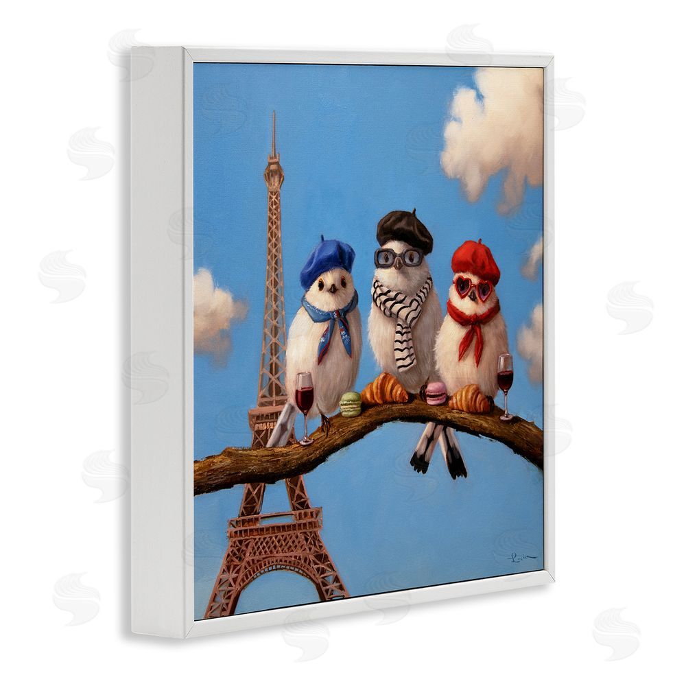 Lucia Heffernan Parisian Chic Birds in Paris White Framed Giclee Wall Art Print