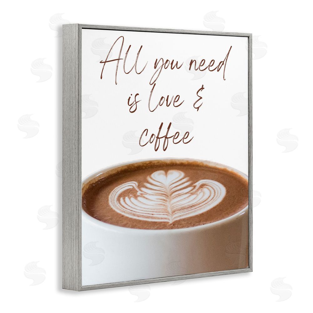 Jesse Keith All You Need Love & Coffee Gray Framed Giclee Wall Art Print