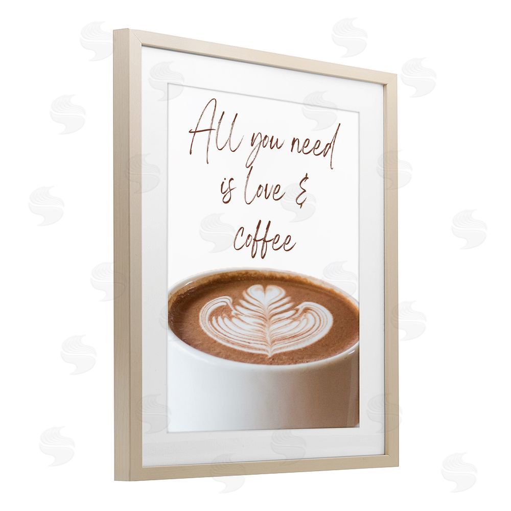 Jesse Keith All You Need Love & Coffee Brown Framed Print Under Glass Wall Art