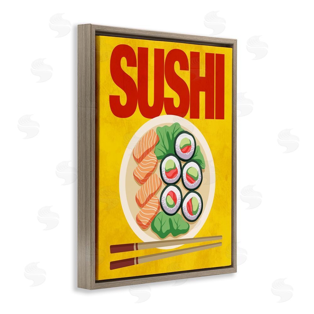 Marcus Prime Bright Sushi & Chopsticks Brown Floating Frame Canvas Wall Art Print
