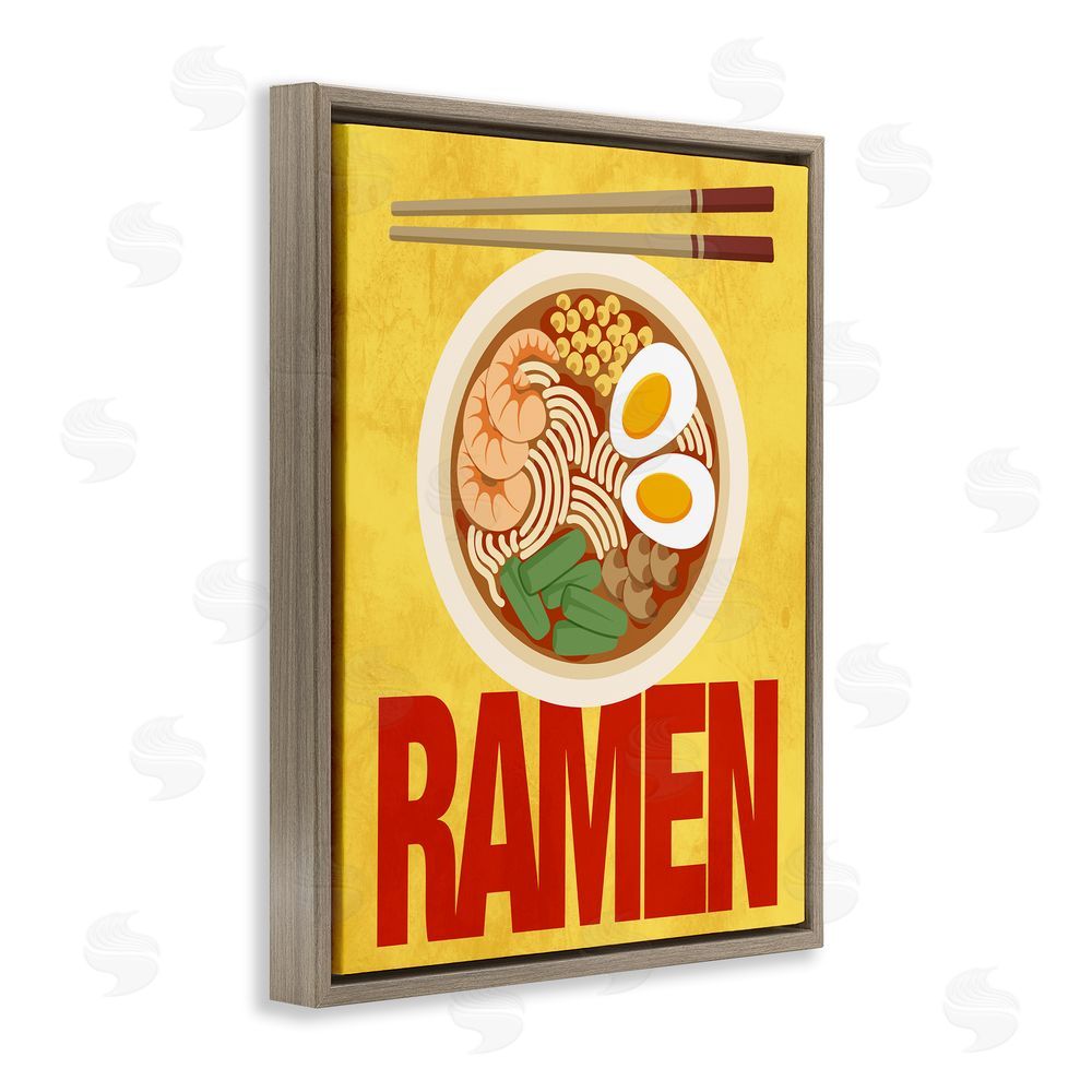 Marcus Prime Bright Ramen & Chopsticks Brown Floating Frame Canvas Wall Art Print