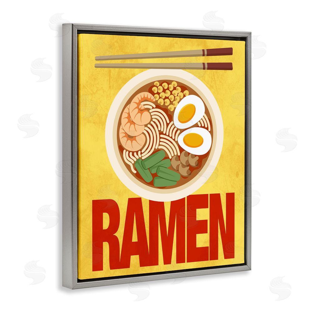Marcus Prime Bright Ramen & Chopsticks Gray Floating Frame Canvas Wall Art Print