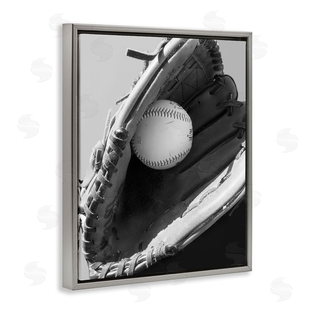 Marcus Prime Nice Catch Baseball Gray Floating Frame Canvas Wall Art Print