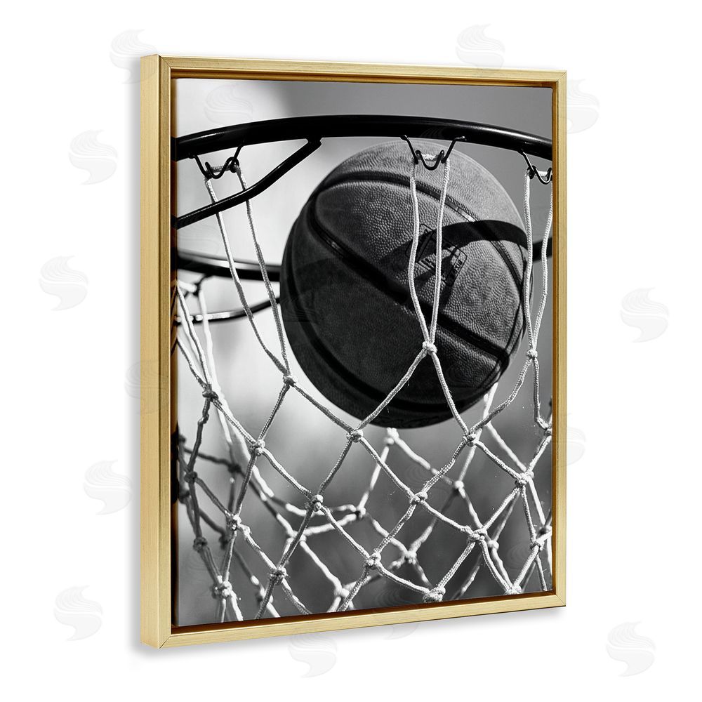 Marcus Prime Winning Basket Shot Gold Floating Frame Canvas Wall Art Print