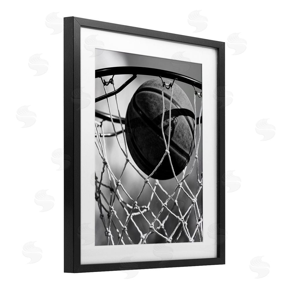 Marcus Prime Winning Basket Shot Black Framed Print Under Glass Wall Art