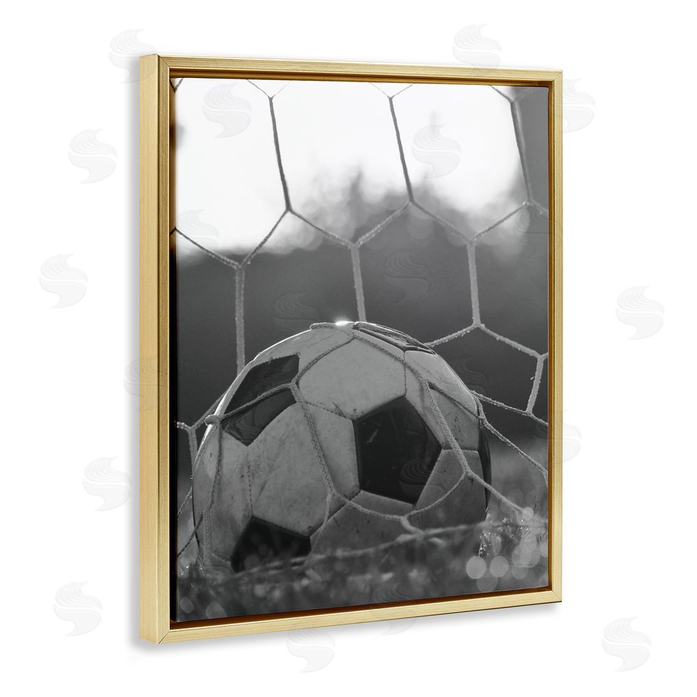 Marcus Prime Soccer Goal Score Gold Floating Frame Canvas Wall Art Print