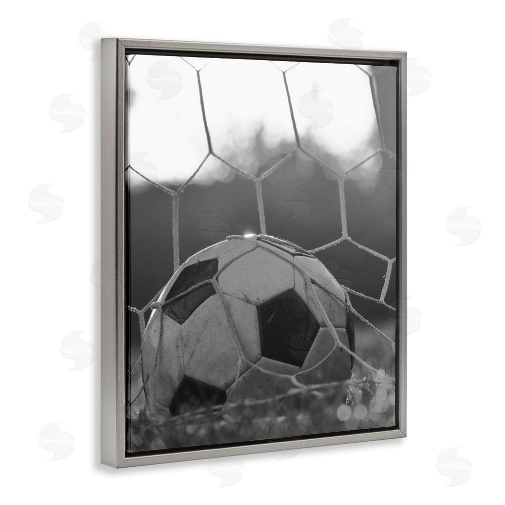 Marcus Prime Soccer Goal Score Gray Floating Frame Canvas Wall Art Print