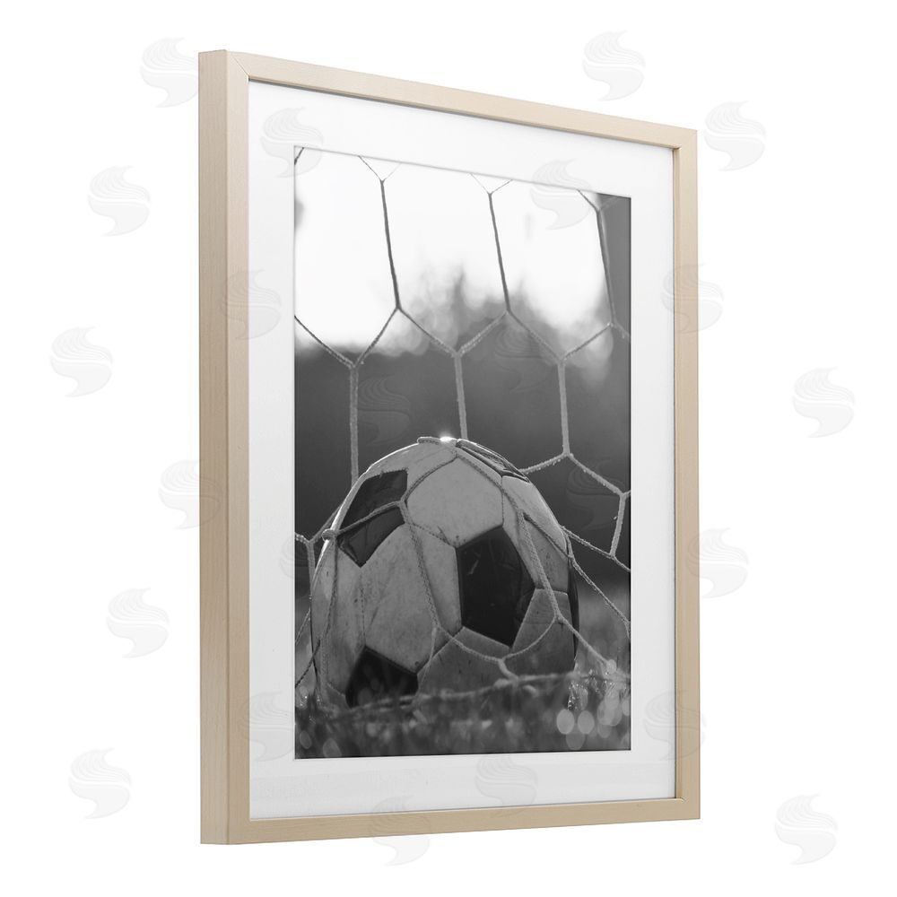 Marcus Prime Soccer Goal Score Brown Framed Print Under Glass Wall Art