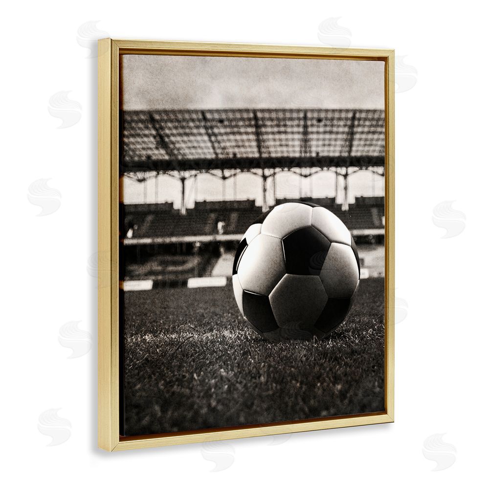 Marcus Prime Vintage Sports Soccer Gold Floating Frame Canvas Wall Art Print