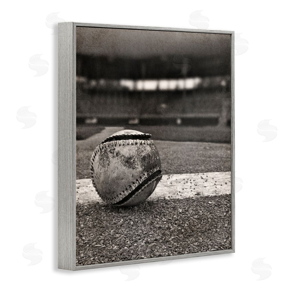 Marcus Prime Vintage Sports Weathered Baseball Gray Framed Giclee Wall Art Print