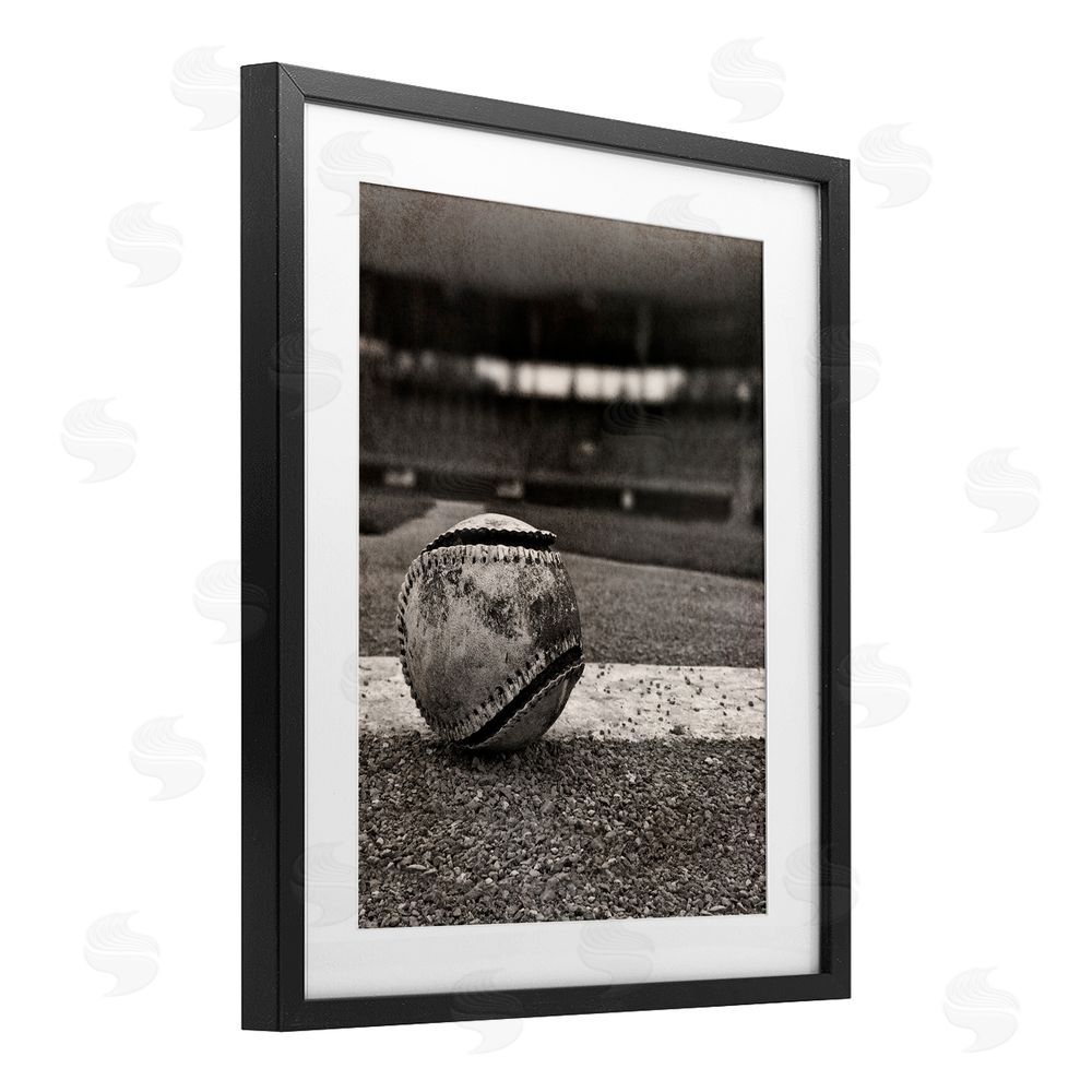 Marcus Prime Vintage Sports Weathered Baseball Black Framed Print Under Glass Wall Art