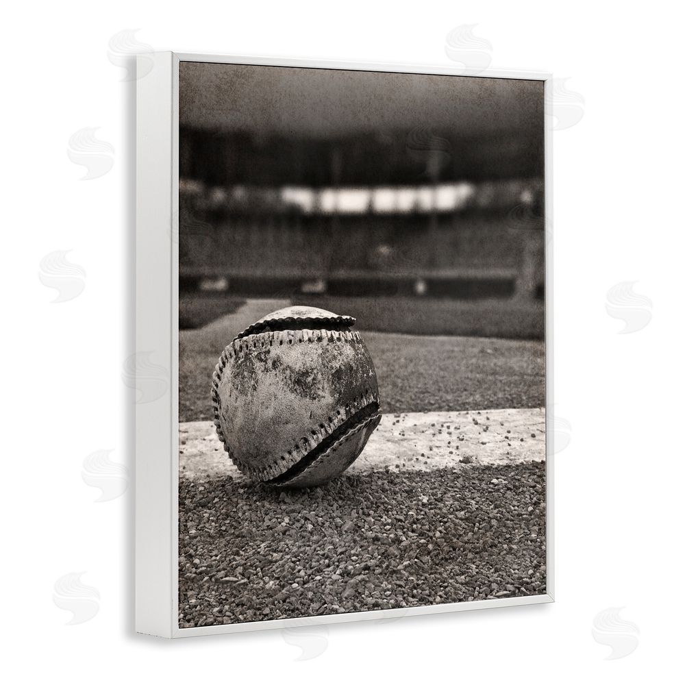 Marcus Prime Vintage Sports Weathered Baseball White Framed Giclee Wall Art Print