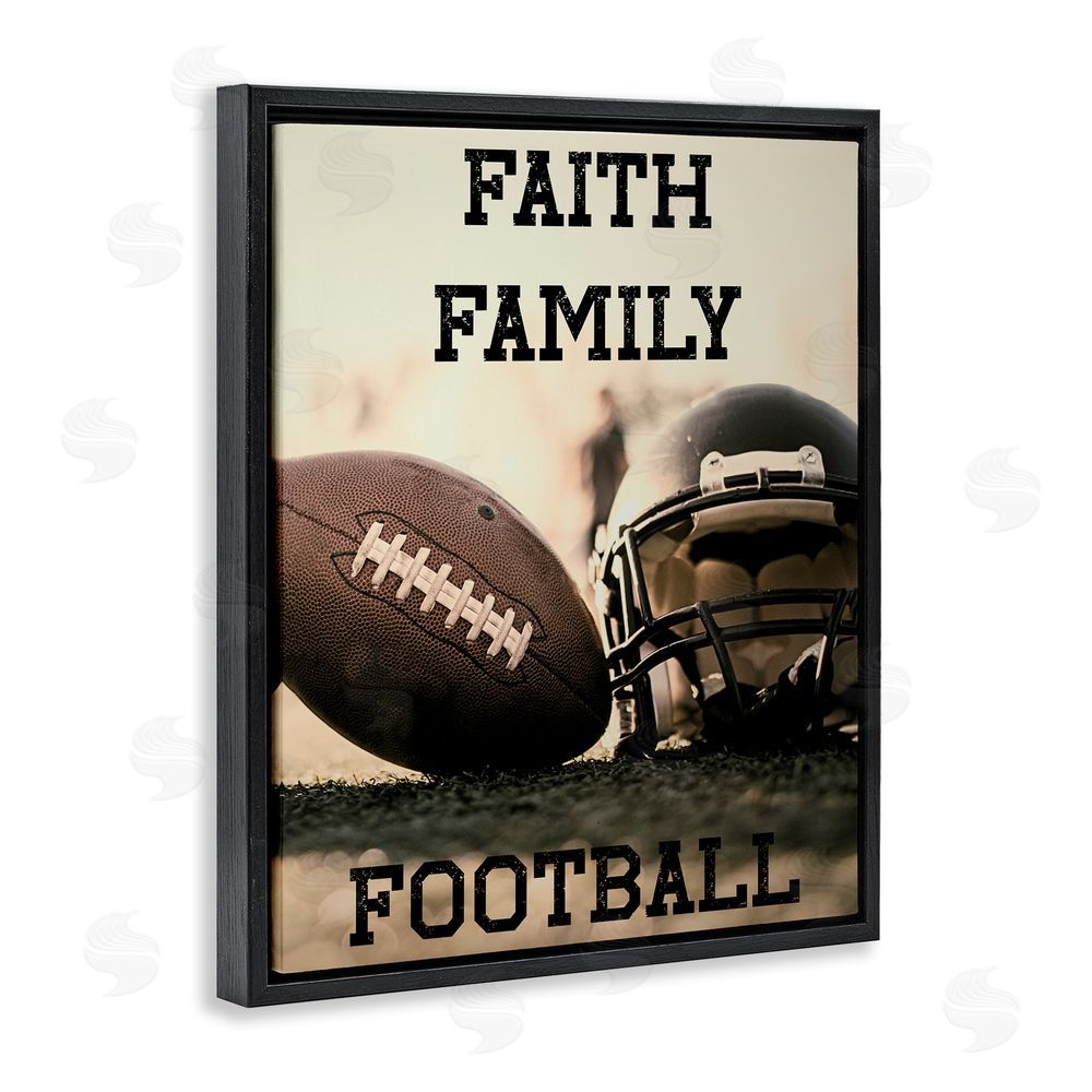 Jesse Keith Faith Family Football Black Floating Frame Canvas Wall Art Print