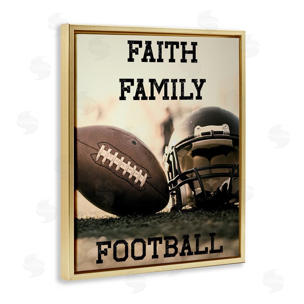 Jesse Keith Faith Family Football Gold Floating Frame Canvas Wall Art Print