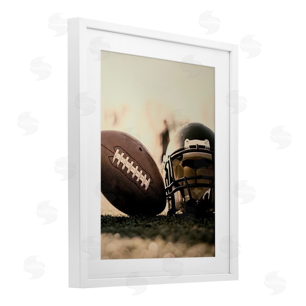 Jesse Keith Football Stand Alone White Framed Print Under Glass Wall Art