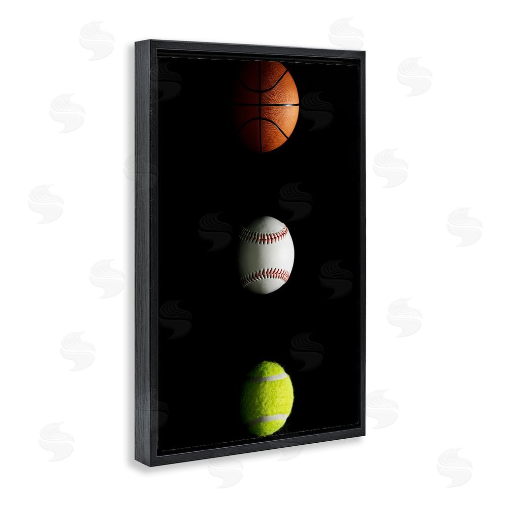 Jesse Keith Sports Balls Spotlight Black Floating Frame Canvas Wall Art Print