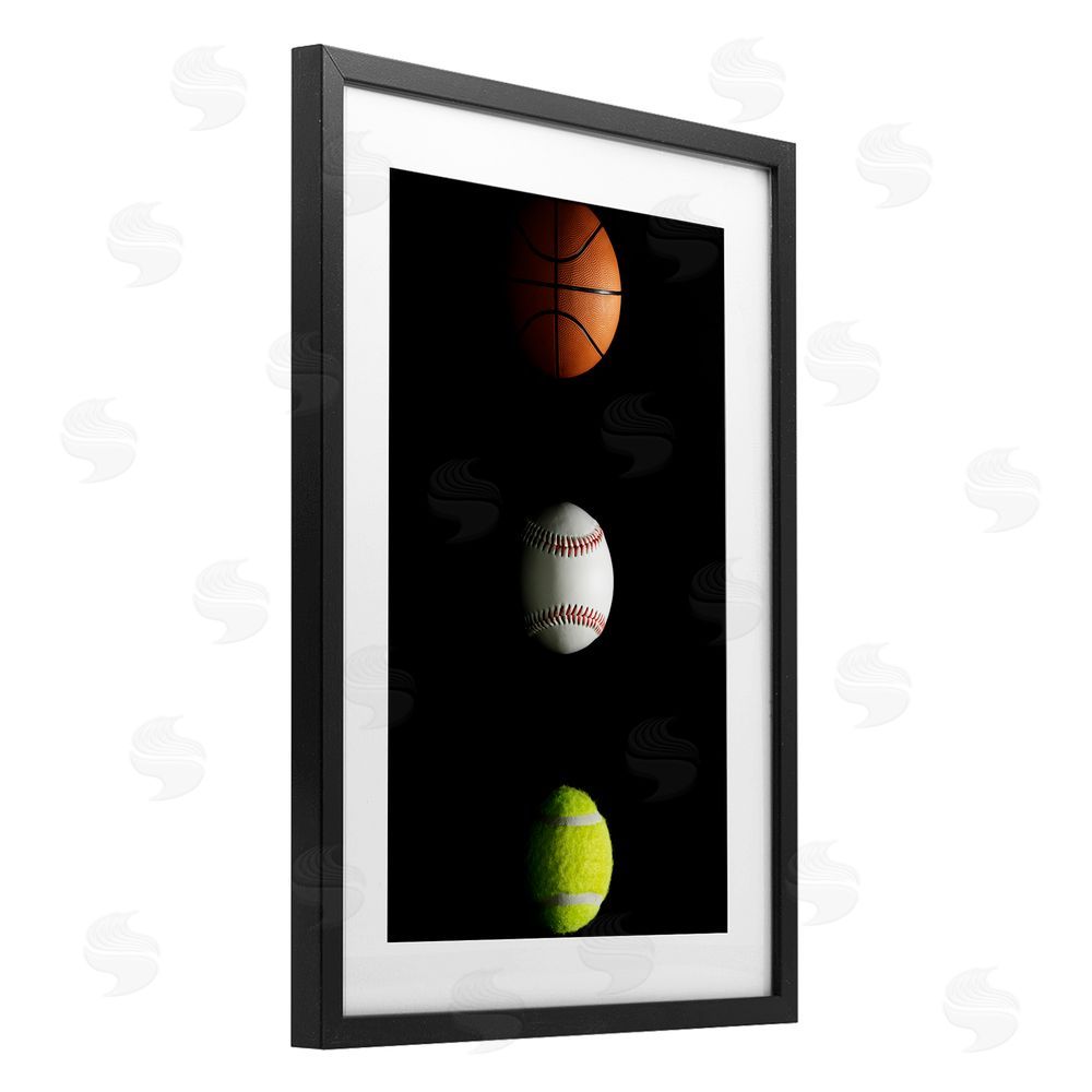 Jesse Keith Sports Balls Spotlight Black Framed Print Under Glass Wall Art